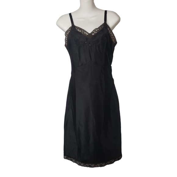 Vintage Intimates & Sleepwear Vintage Lady Lynne Matte Black Satin